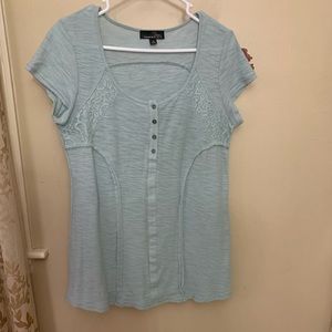 Blue lace accent top